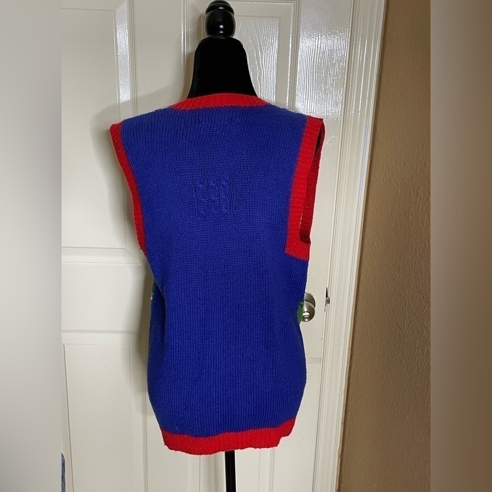 Marisa Christina Colorful Golf Knit Pullover Sleeveless Womens L Vintage Sweater - Picture 4 of 11